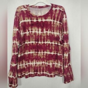 Columbia Red and Cream Tie-Dye Long Sleeve Top